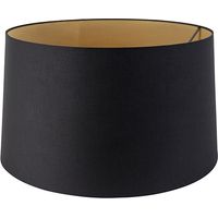 Qazqa – Abat-jour en coton noir 50cm – Intérieur doré – Hauteur 28cm – Pour lampes à poser ou suspendues – Culot E27
