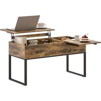 Table elevable avec encimera deslizante cierre suave espace almacenaje 100x45x67 cm Marron Rustico