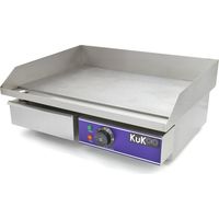 Monster Shop – Plancha électrique professionnelle 2500W en acier inoxydable – Largeur 50cm – Thermostat précis jusqu'à 300°C – Bac de récupération des graisses
