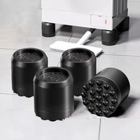 Anti-vibratie pads voor wasmachine, wasmachine voeten 4 stuks, schok- en ruisonderdrukking wasmachine stabilisator ondersteuning voor wasmachine en droger, zwart