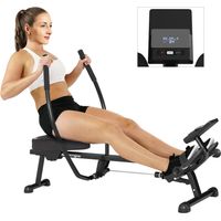 Máquina de Remo para Casa con 12 Niveles de Resistencia Hidráulica Pantalla LCD para Entrenaminto en Gimnasio Negro