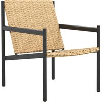 Silla de Ratán de Jardín para Exterior con Reposabrazos Estructura de Acero y Respaldo Inclinado 74x61x81 cm Natural