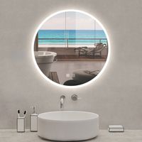 AICA Espejo redondo de baño LED 60cm + antivaho + brillo ajustable