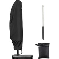 Housse de Protection pour Parasol Deporte 3m 4m, Housse de Parasol Déporté avec 1,4m de Long Fermeture Éclair, Protection pour Parasol Deporte avec Tige Télescopique, 280x30/80/45 cm