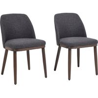 Wahson Lot de 2 Chaise en Bois à Coussin en Lin, Chaise de Salle à Manger Rétro pour Salon, Chaise Bois Salle a Manger Noyer, Gris