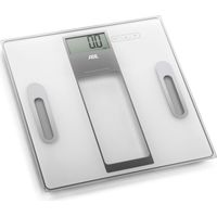 Báscula de baño ADE Tabea con análisis corporal, hasta 180 kg, 30 x 30 cm, blanca.