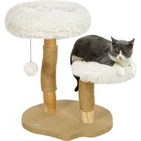 Katzenbaum, 61,5 cm, mit Katzenbett, Kratzpfosten, Sprungplattform, Spielzeugball, für Katzen bis zu 5 kg, Weiß