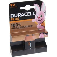 Pile alcaline 9V Duracell Plus-9V B1 – Longue durée jusqu'à 100% plus – Pour appareils photo, jouets, lampes de poche – 1 pc