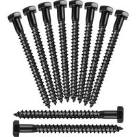 QORVA-10 Pièces En Acier Tête Hexagonale Tire-Fonds Noir Tire-Fond Vis Tire-Fond Vis À Bois À Tête Hexagonale 8 x 90cm