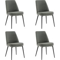 Lot de 4 Chaises de Salle à Manger, Pieds en Métal, Avec Dossier,en Chenille Gris foncé