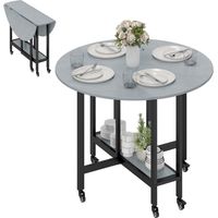 Comedor Mesa Pliable avec Ruedas y Estante Abierto Cuisine Mesa pour Petits Espaces Gris Ciment