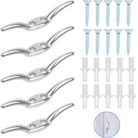 Taquet Bateau, D'amarrage Crochet de Corde de Mât Inoxydable, ArgentéCrochet de Taquet de Cordage Aveugle avec vis Bouchons en Plastique pour Corde de Stores Yacht Dock Pont Base (5 Pièces)