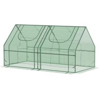 Invernadero exterior doble ventana marco acero cultivo plantas flores 180x90x90 cm