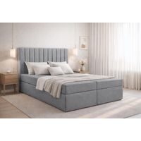 AX LIVING Bett mit Bettkasten 160x200 cm Bursa Boxspringbett Grau ohne Topper