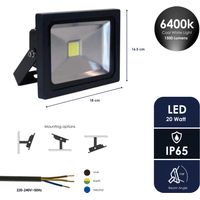Smartwares Slimline Floodlight 20W Black 20.002.68