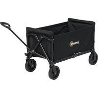 Carrello da giardino 120L pieghevole con pannello apribile, acciaio e poliestere, nero, 90x48x62 cm