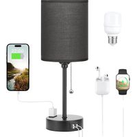 Ede Lampes de table 3 températures de couleur - 2700K 3500K 5000K Lampes de chevet avec ports USB C et A, lampes à chaînette pour chambres à coucher avec prise secteur, lampes de chevet avec base en m
