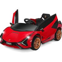 Costway – Voiture électrique enfants 12V avec télécommande 2,4G – 2 portes papillons – Démarrage progressif – Charge 25kg – Musique intégrée – Rouge