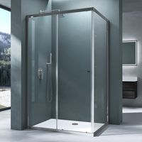 Mai & Mai Box Doccia 80x140x190cm con Piatto Doccia, Box Doccia a Soffietto Cabina Bagno in Cristallo Trasparente con Porta Scorrevole Box Cabina Doccia Ravenna16L K