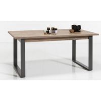 Table extensible 180x90 cm chêne naturel avec pieds en métal peint - Adrano