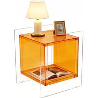 Clear Acrylic Nightstand Colorful Bedside Side End Table with Open Storage Shelf, Orange