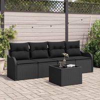 Ensemble de canapé de jardin,Salon de jardin,Sofa Noir polyrotin 575605
