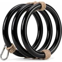 Snake Climbing Rings Enrichment Toys, Premium Smooth Plastic Snakes Accessories for Vivarium, Hanging Playground Exercise Hoop for Ball Python, Corn Snake, Reptile Tank Enclosure Decor(black)