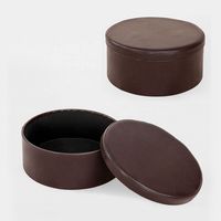 SoBuy Round Storage Box, Seat Stool in PU Leather, Brown,FSS67-BR