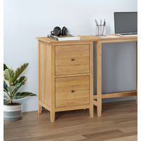 Hallowood Furniture Aston Oak Filing Cabinet, Heavy-Duty 2 Deep Office Drawers, Compact Home Office Storage Cabinet Desk Drawers, Fully-Assembled Mobile Pedestal, Wooden Filing Cabinets for Home