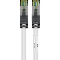 CAT 8.1 Patchkabel, S/FTP (PiMF), weiß, 99,9 % sauerstofffreier Kupferleiter (OFC), AWG 24, halogenfreier Kabelmantel (LSZH). Kabellänge 1 m