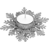 Weihnachtskerzenhalter mit dekorativem roten Glitzer-Schneeflockenmuster