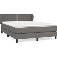 Lit double Lit adulte Sommier à lattes de lit avec matelas Gris 140x200 cm Similicuir