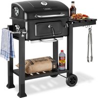 Barbecue au charbon, bac réglable, thermomètre, noir 110x64x104cm