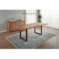 Esstisch Baumkante Akazie natur 120(200)x90 Ansteckplatten schwarz ADINA