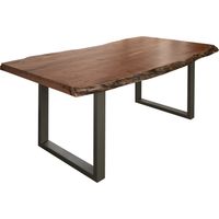 FREEFORM 5 Tavolo da pranzo in legno di acacia - laccato natur / gambe in ferro - argento mat 160x90x77