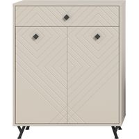 Meuble à chaussures LUNA – Beige mat – 2 portes battantes – 80x100x35 cm