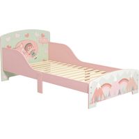 Cama para Niños 143x77x60 cm Cama Infantil de 3-6 Años con Barreras de Protección y Estampados Carga Máx. 40 kg Rosa