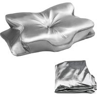 Taie d'oreiller en satin pour oreillers à mémoire de forme, taie d'oreiller orthopédique en soie, protège-oreiller en satin, taie d'oreiller de soutien cervical, argentée (uniquement pour 63x38x14cm)