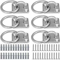 Set di 6 occhielli in acciaio inox, occhielli quadrati con anello argentato, gancio da soffitto con 24 viti e 24 tasselli, per corde da yoga e altro ancora