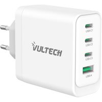 Cargador Vultech CC100-3C1A GaN 100W 3 Puertos USB-C PD3.0 + USB-A QC3.0 Blanco