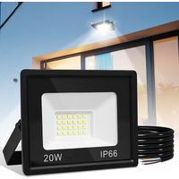 Jiubiaz LED-Fluter, LED-Strahler, IP66 Außenstrahler, 120° Abstrahlwinkel, 20W 1 Stück, Arbeitsleuchte Kaltweiß 6000K