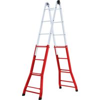 E'chelle te'lescopique en acier soude' 4+4 marches max. Echelle extensible 376 cm capacite' 100 kg