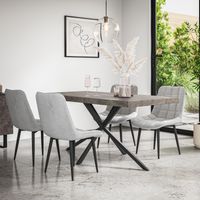 Donni Dining Table And Chairs - Grey Table Top w Black Legs + Nova Velvet Dining Chair Set Of 4 (Grey)