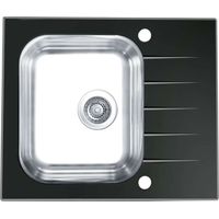 Alveus Altone - Lavello 60x50 cm, con comando dello scarico, vetro nero/acciaio inox 1114557