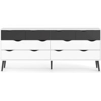Commode noir et blanc mat avec huit tiroirs 196x82 cm - Gladiolo