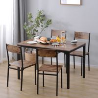 Groupe assis,salle à manger,table à manger avec 4 chaises,pour balcon,salle à manger et salon,marron vintage