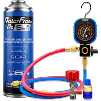 Pack Gas refrigerante Ralerfresh RC 1 bottiglia R134 5in1 500ml con valvola dosatrice, manometro RF31 e connettori
