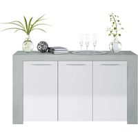 CREDENZA A 3 ANTE ALODIA - Bianco / Cemento