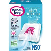 Melitta Handy Bag M50-4 sacchetti per aspirapolvere Miele con chiusura ermetica, filtro anti-allergeni, filtro motore