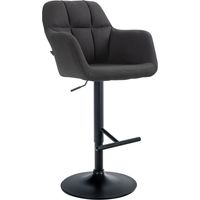 Sgabello da bar seggiolone x1 Funzione di rotazione a 360° in tessuto nero con cuciture decorative base in metallo nero 100005281